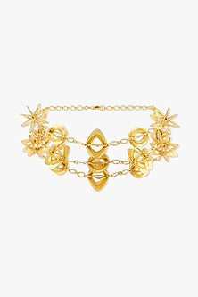Gold Finish Zyra Floral Choker Necklace