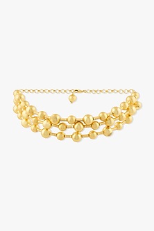 Gold Finish Solmae Sculpted Choker Necklace
