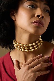 Gold Finish Solmae Sculpted Choker Necklace