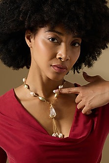Gold Finish Baroque Pearl Sirena Necklace