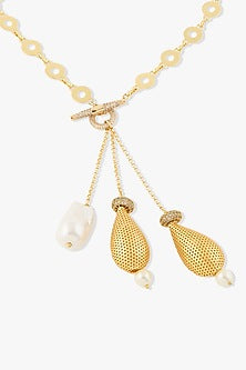 Gold Finish Layered Baroque Pearl Calypso Necklace