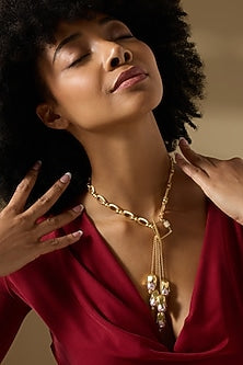 Gold Finish Baroque Pearl Ondine Necklace
