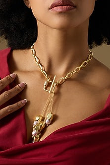 Gold Finish Baroque Pearl Ondine Necklace