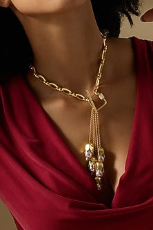 Gold Finish Baroque Pearl Ondine Necklace