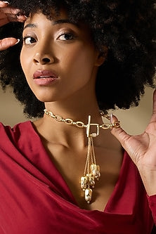 Gold Finish Baroque Pearl Aurethea Necklace