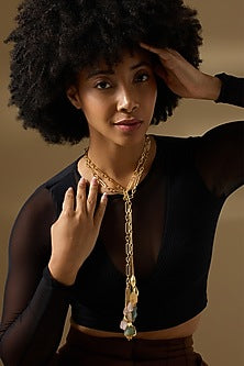 Gold Finish Multi-Colored Quartz Stone Thessa Necklace