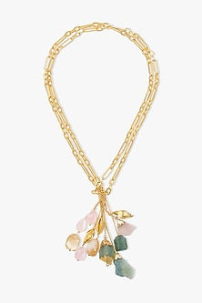Gold Finish Multi-Colored Quartz Stone Thessa Necklace