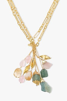 Gold Finish Multi-Colored Quartz Stone Thessa Necklace