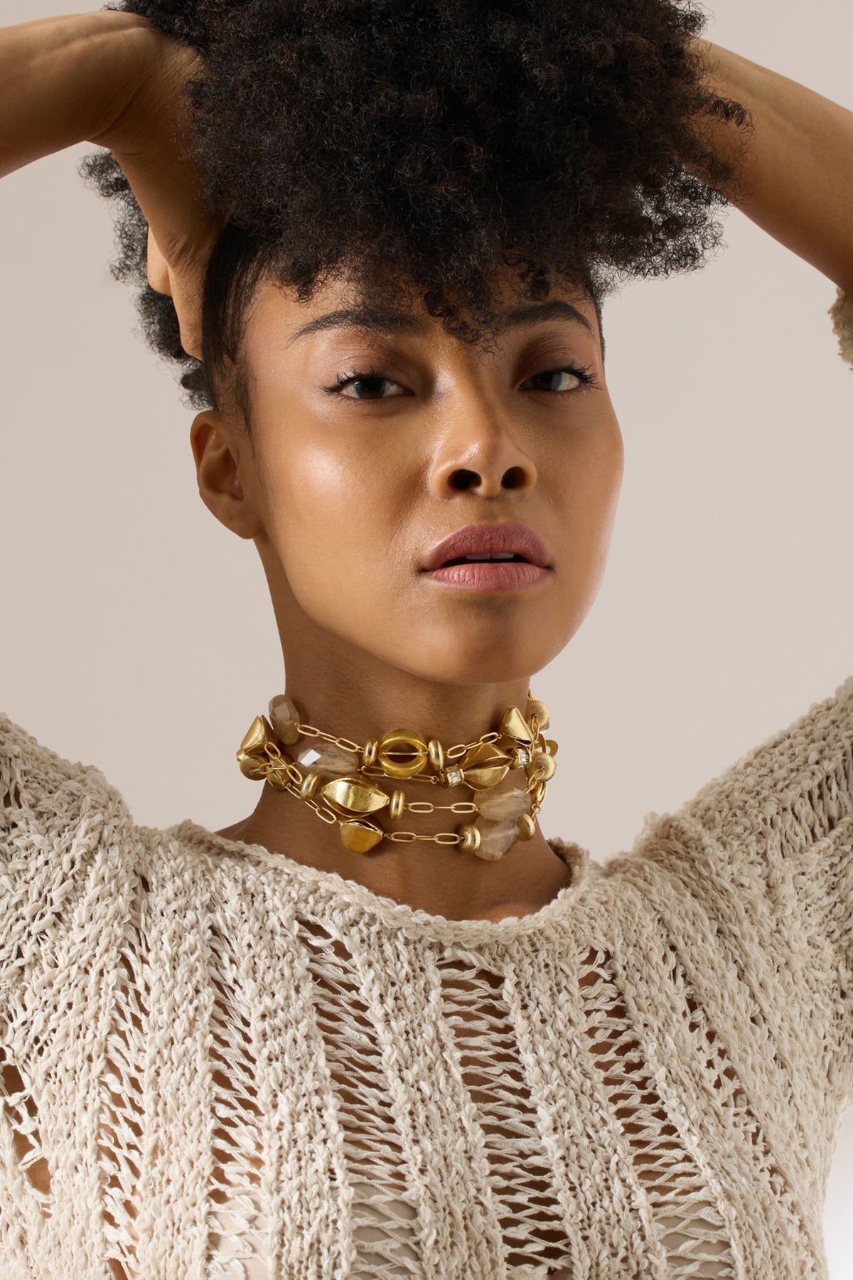 Gold Finish Maelis Choker Necklace