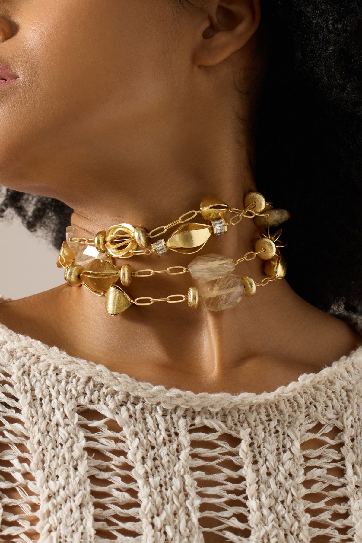 Gold Finish Maelis Choker Necklace