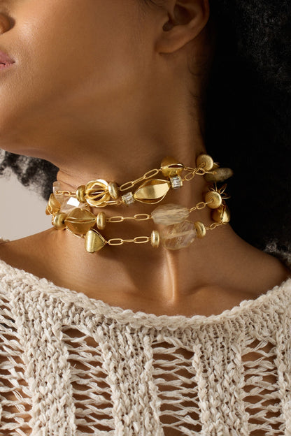 Gold Finish Maelis Choker Necklace