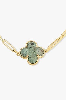 Gold Finish Green Agate Stone Norelia Necklace