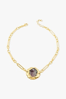 Gold Finish Gold Quartz Stone Arvella Necklace