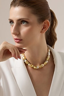 Gold Finish Baroque Pearl Azarelle Necklace
