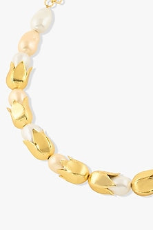 Gold Finish Baroque Pearl Azarelle Necklace