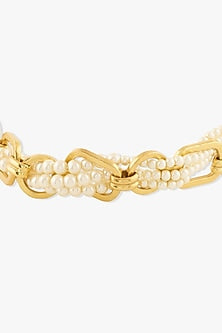 Gold Finish Pearl Thalona Choker Necklace