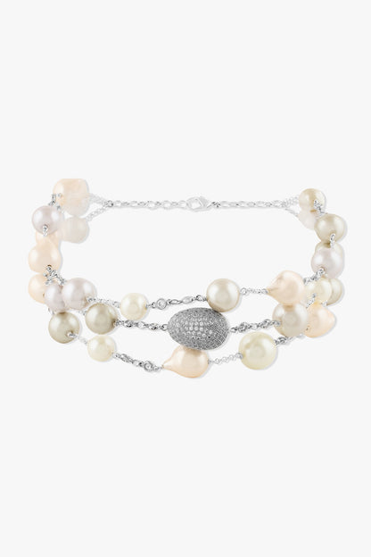 Gold Finish Multi-Colored Baroque Pearl Theryssa Choker Necklace