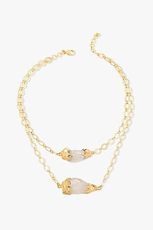 Gold Finish Gold Quartz Stones Avenza Necklace