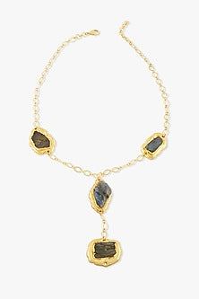 Gold Finish Multi-Colored Quartz Stones Amirel Necklace