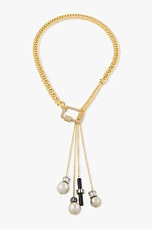 Gold Finish Black Onyx & Shell Pearl Kalythe Necklace