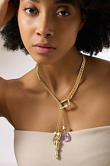 Gold Finish Multi-Colored Agate Stone Solvanna Necklace