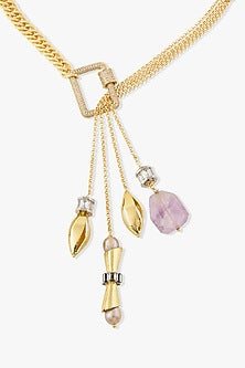 Gold Finish Multi-Colored Agate Stone Solvanna Necklace