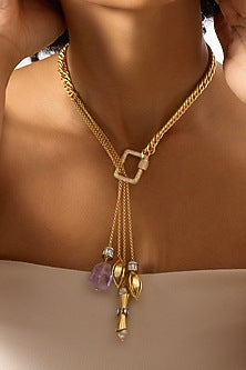 Gold Finish Multi-Colored Agate Stone Solvanna Necklace
