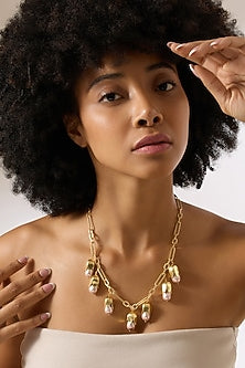 Gold Finish Baroque Pearl Joraelle Necklace