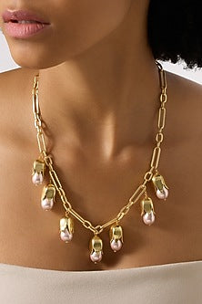 Gold Finish Baroque Pearl Joraelle Necklace