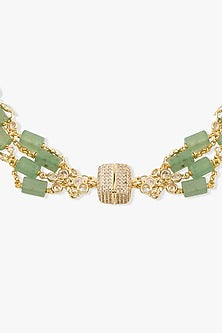 Gold Finish Green Beaded Junara Necklace