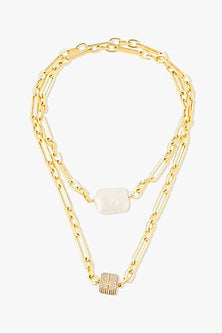Gold Finish Baroque Pearl Uzara Necklace
