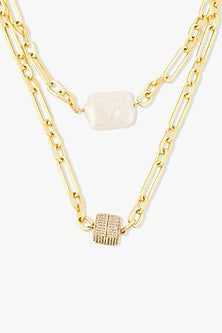 Gold Finish Baroque Pearl Uzara Necklace