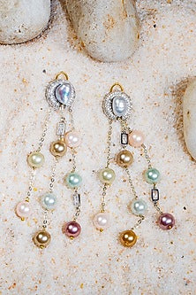 Gold Finish Pearls Earrings
