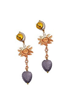 Rose Gold Finish Pearls & Jade Drop Earrings