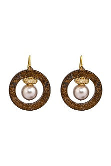 Gold Finish Pearls & Zirconia Drop Earrings