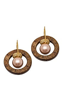 Gold Finish Pearls & Zirconia Drop Earrings