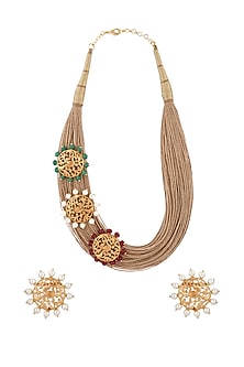 Beige Jute Necklace Set