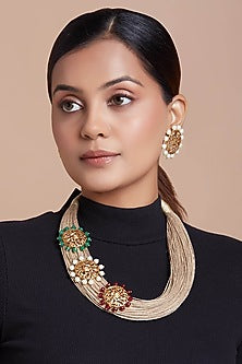 Beige Jute Necklace Set