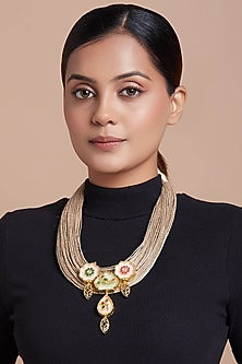 Beige Necklace With Hydro Stones