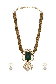 Gold Finish Hydro Polki Necklace Set