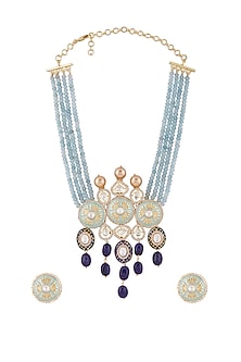 Gold Finish Agate Meenakari Necklace Set
