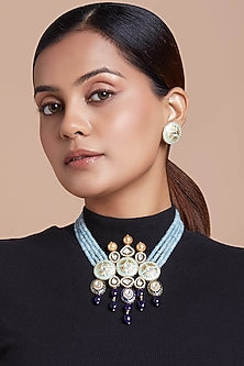 Gold Finish Agate Meenakari Necklace Set