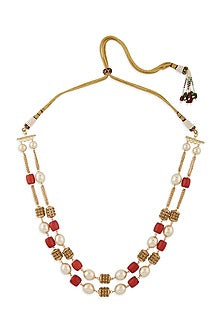Gold Finish Coral Tumble Long Necklace