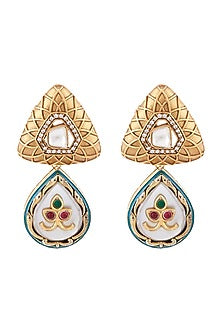 Gold Finish Mother Of Pearl Drop Earrings