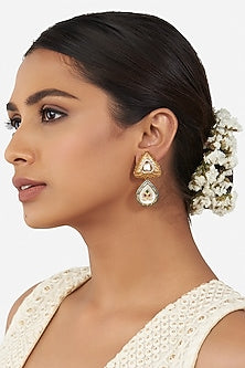 Gold Finish Mother Of Pearl Drop Earrings