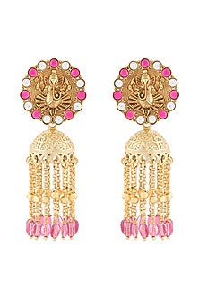 Gold Finish Hydro Rubies Drop Earrings