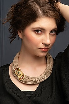 Gold Finish Handcrafted Jute Necklace