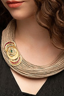 Gold Finish Handcrafted Jute Necklace