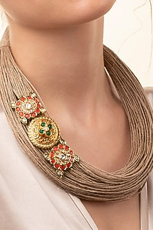 Gold Finish Handcrafted Jute Necklace