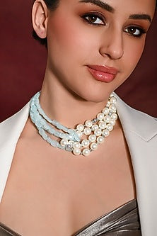 Gold Finish Beaded Choker Necklace